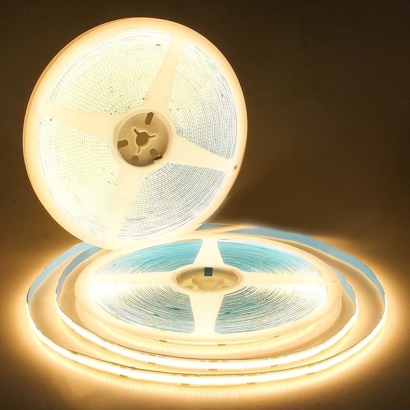 24V COB LED Strip Light 65.6ft (2 Rolls of 32.8ft) Kit Cuttable 11W/M 320LEDs/M CRI 93 LED Tape Lights with Power Supply for Bedroom Kitchen Living Room Ceiling2