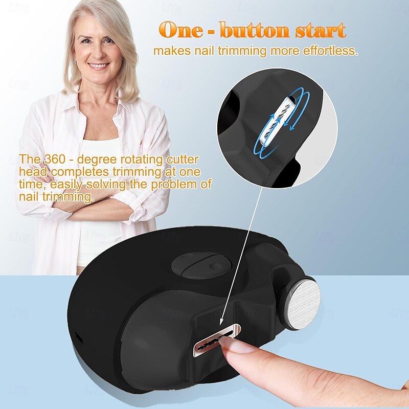 2 in 1 Electric Polishing Automatic Nail Clippers for Baby and Elderly, Rechargeable Nail Trimmer with Safe Anti-Pinch Design, Nail Care Grooming Tool4