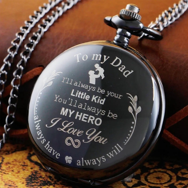 Quartz Pocket Watch Vintage Pendant Fob Chain Pocket Clock for Dad Idea for Father's Day
