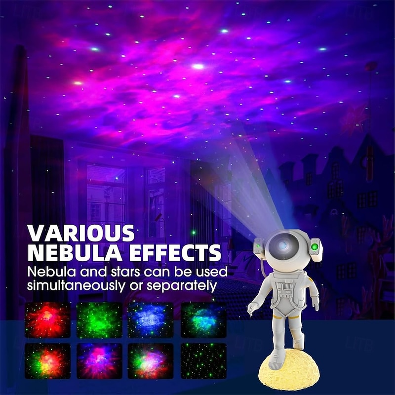 1 Pc Galaxy Projector Lamp Standing Astronaut Shaped Starry Sky Projection Light Astronaut Starry Sky Atmosphere Light Party Dinner Bedroom Restaurant Atmosphere Light Type-C Plug in4