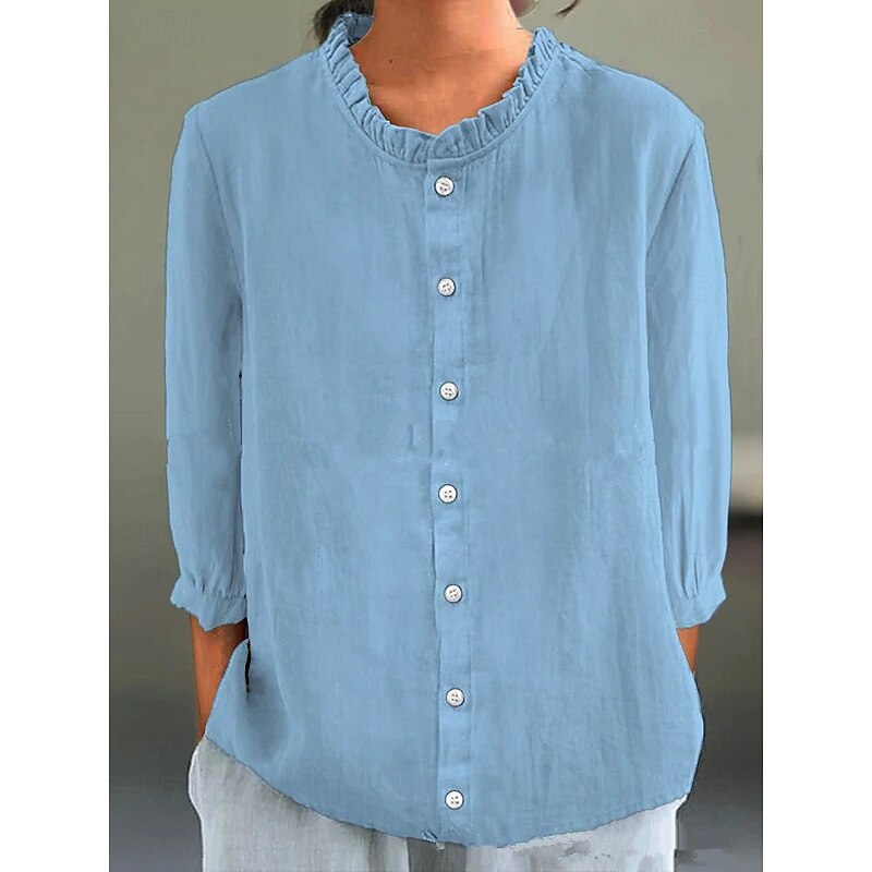 Valentine's Day Women's Petite Shrugs Solid Color Casual 3/4 Length Sleeve High Neck Regular Tops Daily Ruched Patchwork Black White Yellow Pink Green Spring Fall