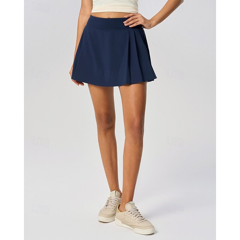 Women's Solid Colored Tennis Skirts with Shorts Pleated Breathable Tennis Golf Pickleball Dark Pink Black White Tennis Clothing