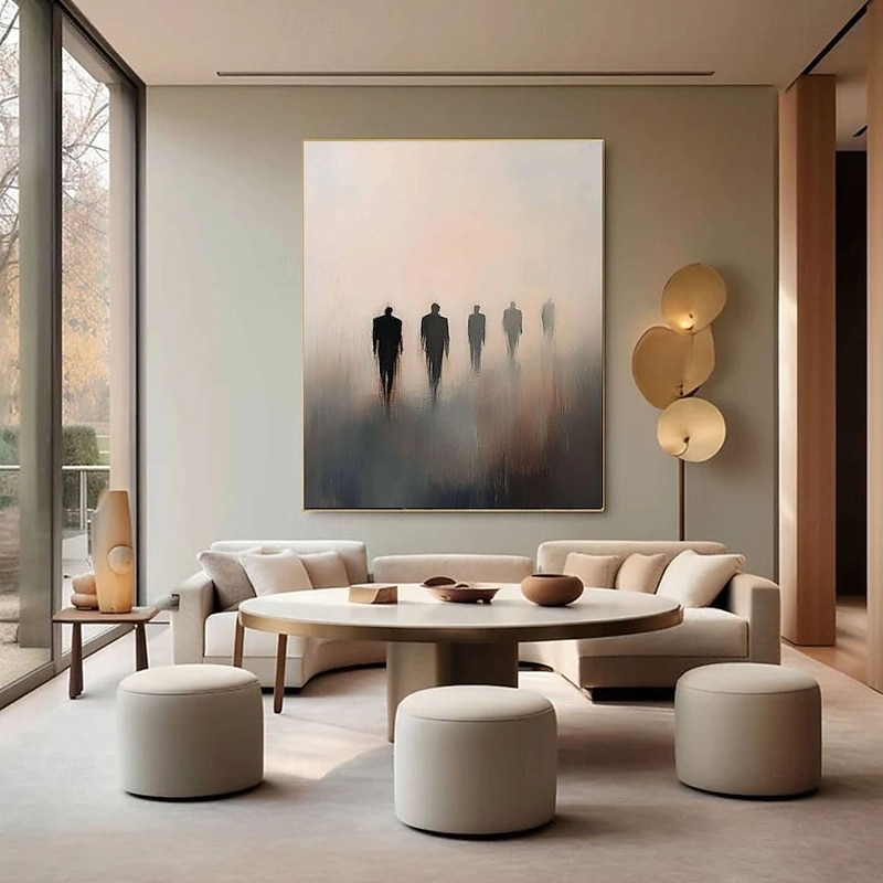 Hand Painted Abstract figure  Oil Painting Wall Brown Skyline Walking Man Painting Handmade Modern Oil Painting Wall Art paintings for Home Office Living Room Bedroom Decor Rolled Canvas4