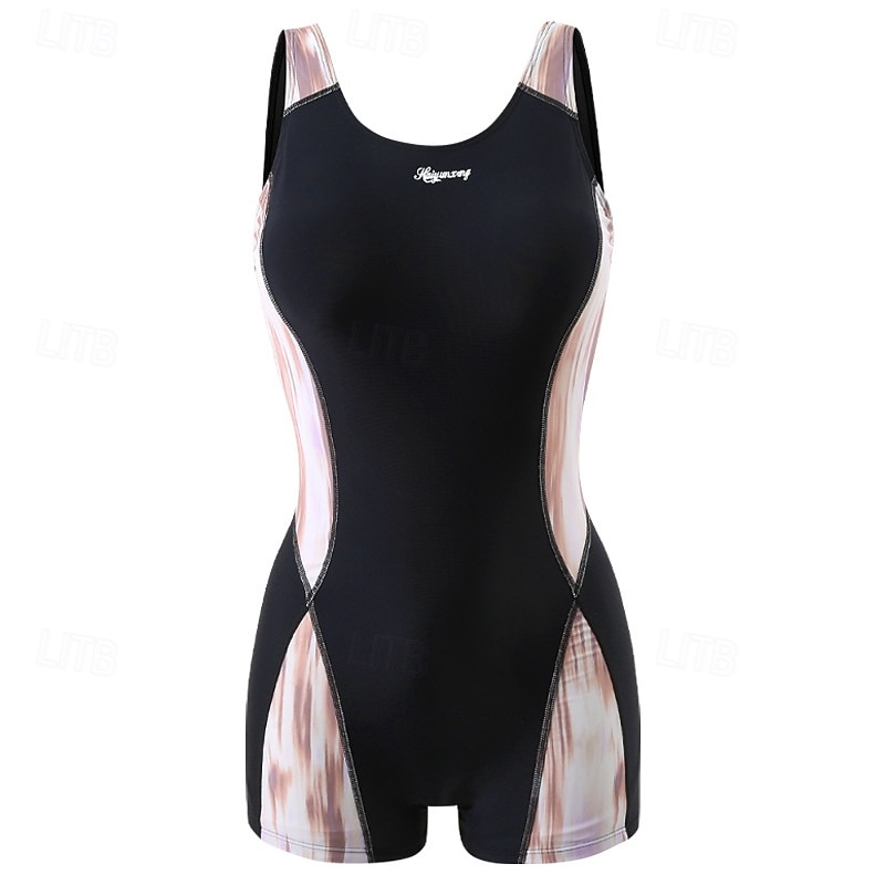 Women's One Piece Swimsuit Swimwear Patchwork Swimwear Black Blue Breathable Quick Dry Sleeveless - Swimming Surfing Snorkeling Summer3