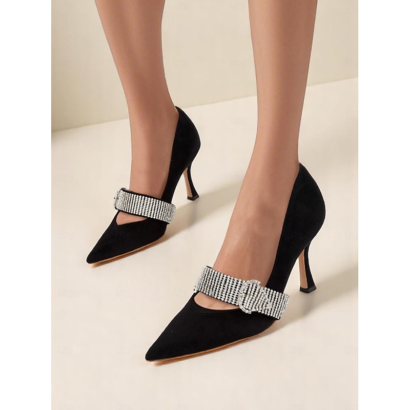 Women's Rhinestone-Embellished Slingback Pumps with Stiletto Heel - Glamorous High Heels for Cocktail Parties3
