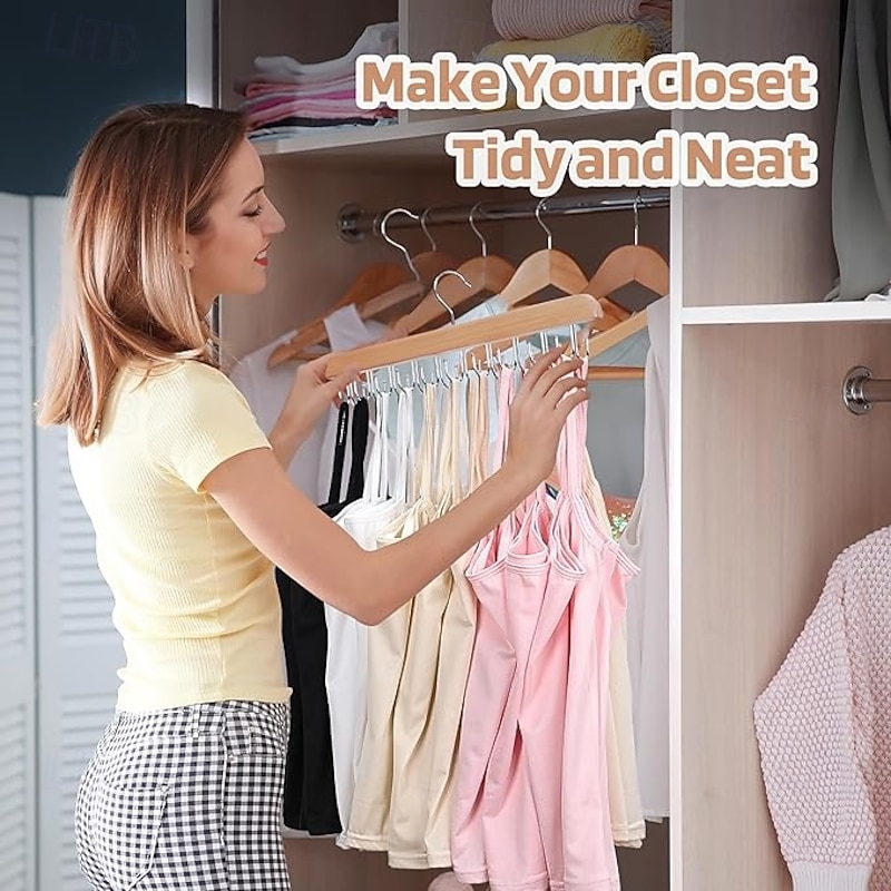 2 Pack Bra Hanger for Closet Organizer Premium Wooden Tank Top Hangers with 40 Foldable Hooks 360 Rotating Design Space Saving Storage for Tank Tops Bras Scarves and More2