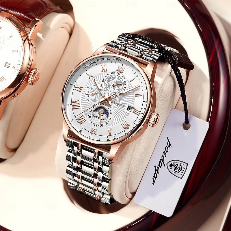 908 Men's Quartz Watch – Ultra-Thin Stainless Steel, Luminous Dial, Calendar, 3ATM Waterproof, Date Display, Folding Safety Clasp3