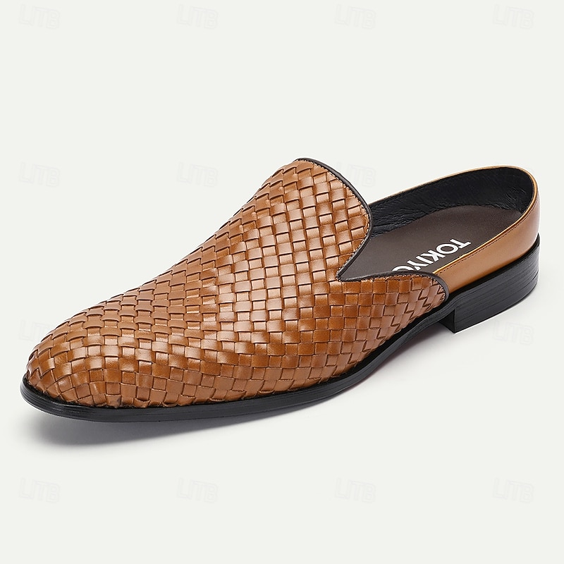 Men's Woven Leather Clogs & Mules – Stylish Casual Crochet Walking Shoes for Summer, Beach and Outdoor Activities2