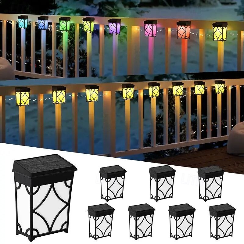 2/4 Pcs Solar Fence Light Outdoor Waterproof Solar Wall Light 2 Modes Lighting for Deck Wall Patio Fence Landscape Decoration2