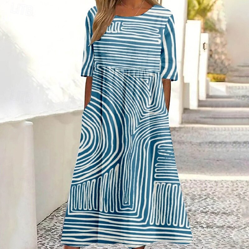 Women's Midi Dress Floral Dress Print Dress Classic Modern Outdoor Daily Holiday Regular Fit Flower Short Sleeve Crew Neck Pink Red Blue Fall2