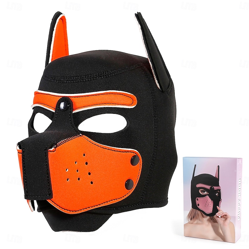 Neoprene Puppy Hood Pup Play Dog Hood Mask for Adults - BDSM Dog Mask with Removable Muzzle for Pet Play & Costume Events Pride Parade LGBTQ2