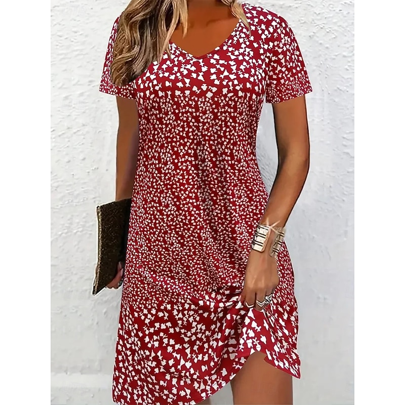 Women's Mini Dress Casual Dress T Shirt Dress Tee Dress Sundress Shift Dress Vacation Casual Boho Party Beach Form Fit Floral Graphic Short Sleeve Crew Neck Black Red Gray Summer Spring3