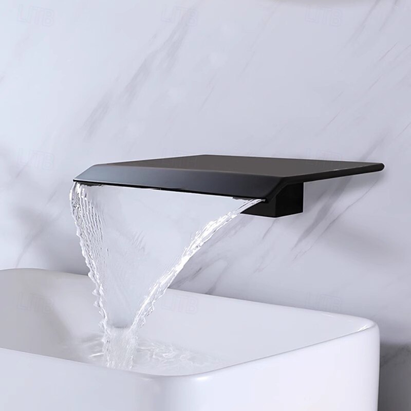 Bathroom Sink Faucet - Waterfall Chrome / Electroplated / Painted Finishes Wall Installation Wall mountedBath Taps