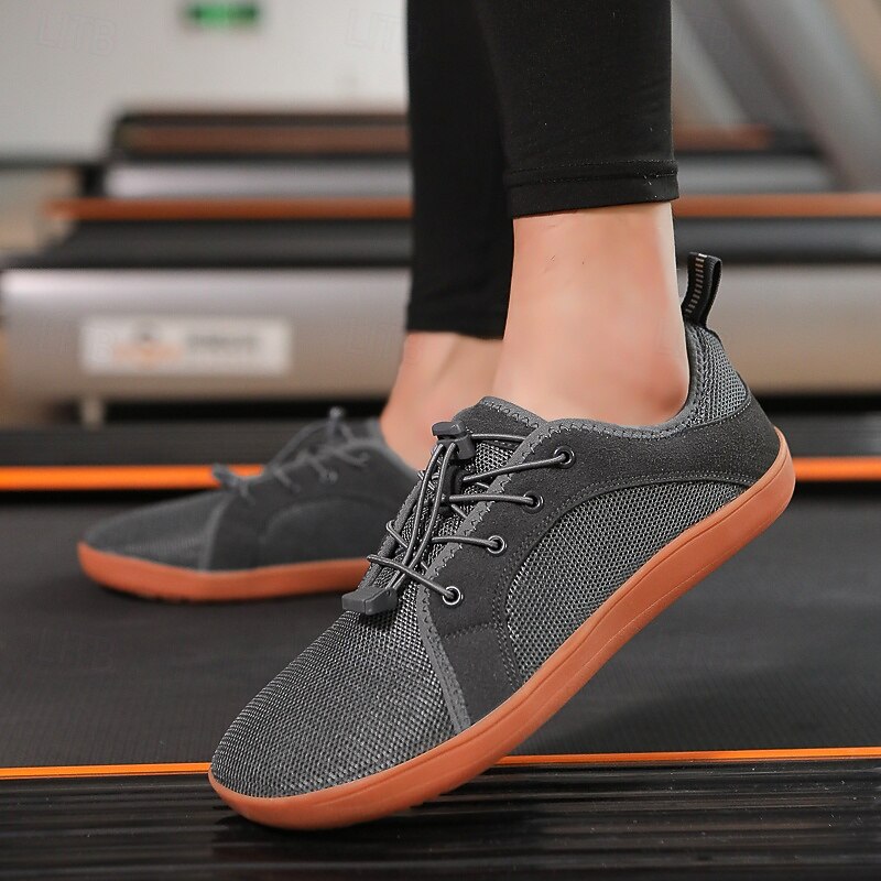 Men's Gray Knit Sneakers with Orange Sole – Breathable Lightweight Casual Shoes for Daily Commutes, Walking and Outdoor Activities4