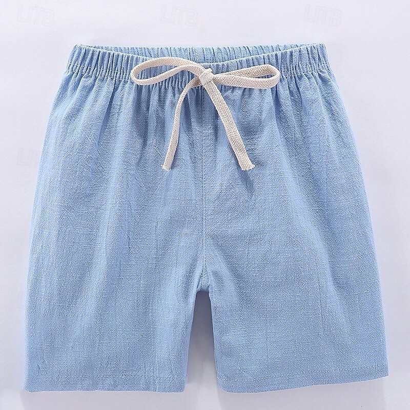 Kids Boys Shorts Solid Color Soft Comfort Shorts Outdoor Basic Black Yellow Wine Mid Waist2