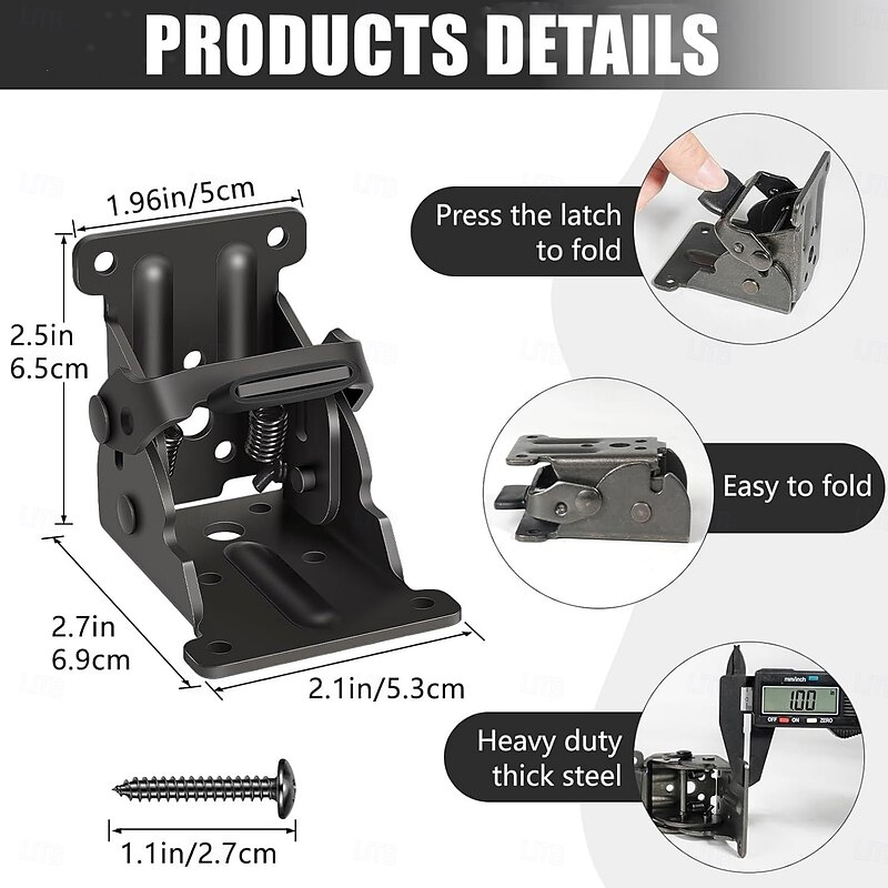 1 PCS Folding Table Legs, Folding Brackets, Folding Leg Fittings, Self-Locking Hinge with Screws for Table Chair Seat Desk Repair DIY3