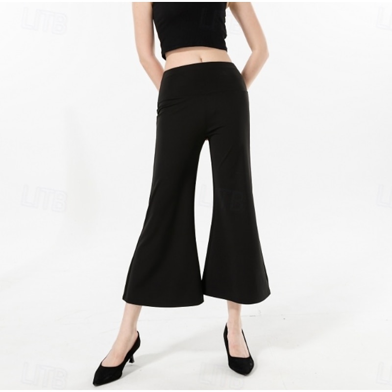 Women's EU / US Size Swing Simple Lightweight Calf-Length Natural Solid Colored Comfy Breathable Lightweight Micro-elastic Home Yoga Black 4# Summer Spring Loose Fit3
