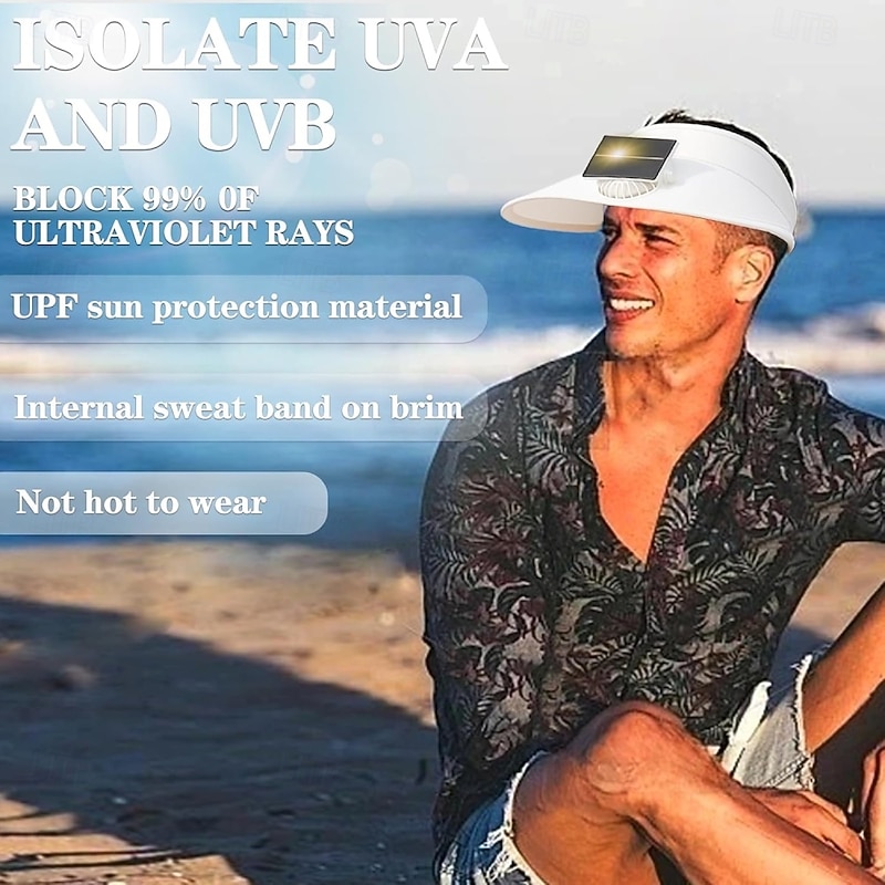 Solar Fan Hat Outdoor Visor Hat, Fan Visor Hat for Woman, Solar Powered - USB Charging Sun Visor Cooling Hats with Built in, 3 Speed Adjustment4
