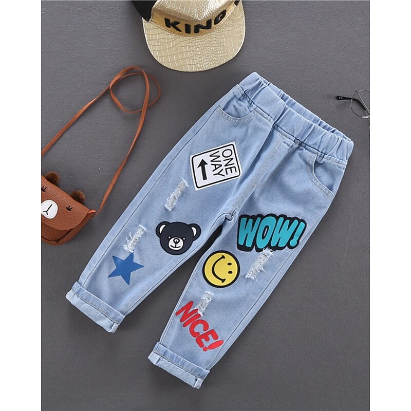 Kids Boys Pants Trousers Letter Breathable Soft Comfort Pants Outdoor Basic Navy Blue Royal Blue Blue Mid Waist2