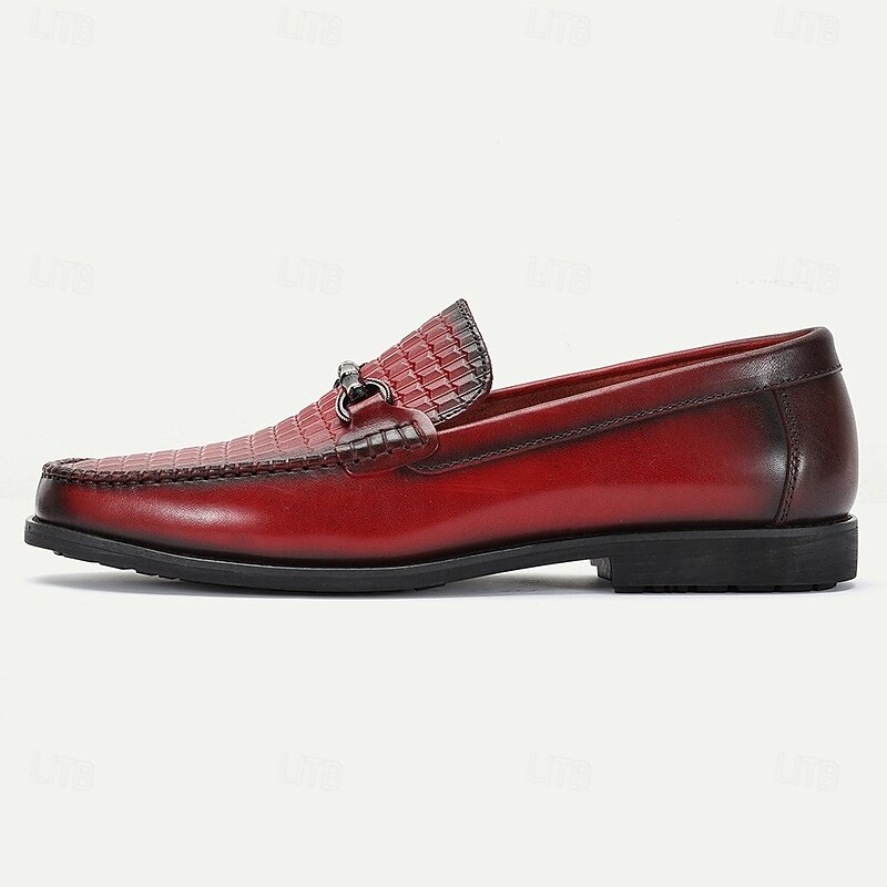 Men's Premium Red Crocodile Leather Loafers with Horsebit Detail for Luxurious Casual and Evening Wear3