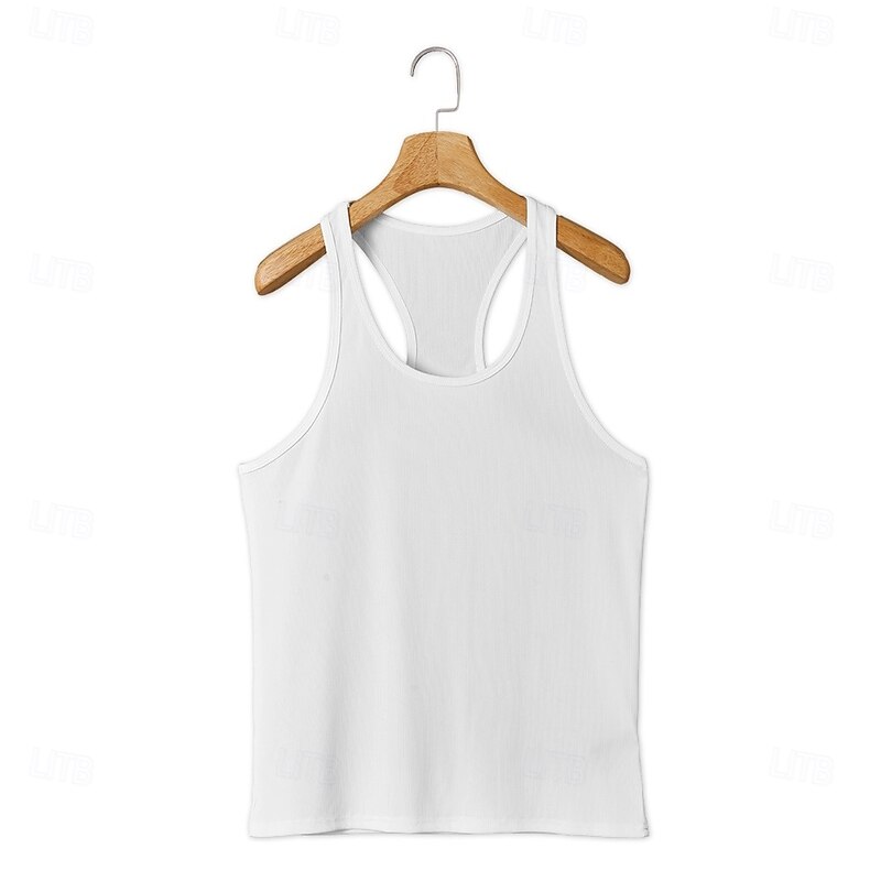 Men's Tank Top Undershirt Sleeveless Shirt Muscle Shirt Sleeveless Deep U Scoop Neck Summer Solid Color Plain Pit Strip Fashion Designer Sporty Ribbed Plain Outdoor Casual Going out Black White Navy3