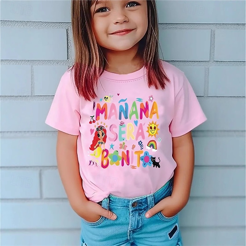 100% Cotton Kids Girls' White Pink Cartoon Letters T shirt Tee Crew Neck Short Sleeve Outdoor Vacation Daily Classic Casual Print Summer2
