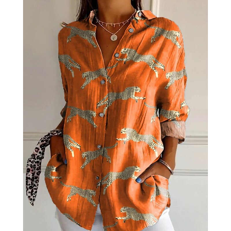 Women's Shirt Boho Shirt Blouse Flower Modern Boho Long Sleeve Shirt Collar Regular Tops Daily Holiday Print Light Green Pink Blue Orange Green Summer