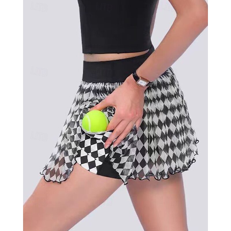 Women's Plaid / Check Tennis Skirts with Shorts Contrast Mesh Breathable Tennis Pickleball White Pink Green Tennis Clothing4