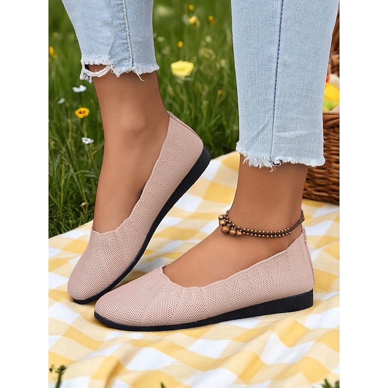 Women's Flyknit Slip-On Flats - Soft Knit Upper with Comfortable Stretch, Lightweight and Breathable, Ideal for Casual Wear and Summer Outings2
