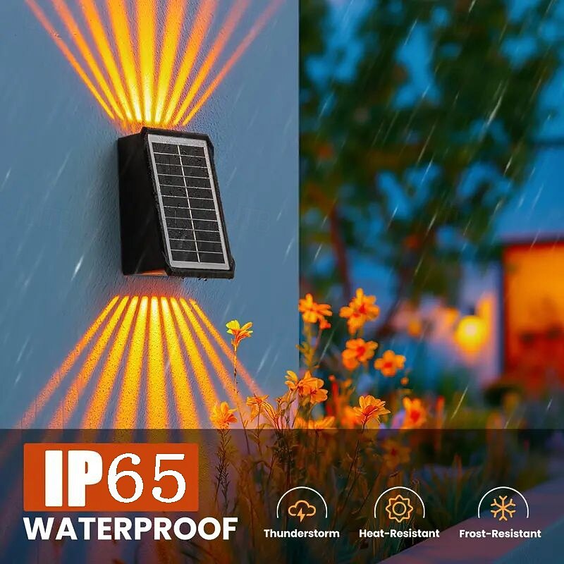 2/4pcs Solar Wall Light Outdoor Waterproof Up and Down Glow Stripe Beam Garden Light for Fence House Backyard Deck Porch Holiday Landscape Decoration2