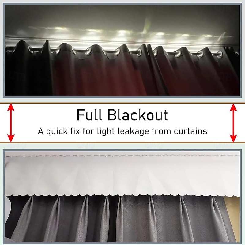 Top of Curtain Light Blocker, Light Blocking Curtains Toppers Velcro Portable Blackout for Window, Easy to Cut and Install Without Turning Holes2