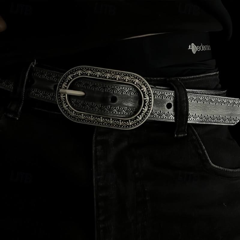 Women's Belt PU Black Light Brown Brown Coffee Gray Waist Belt Holiday Date Floral2