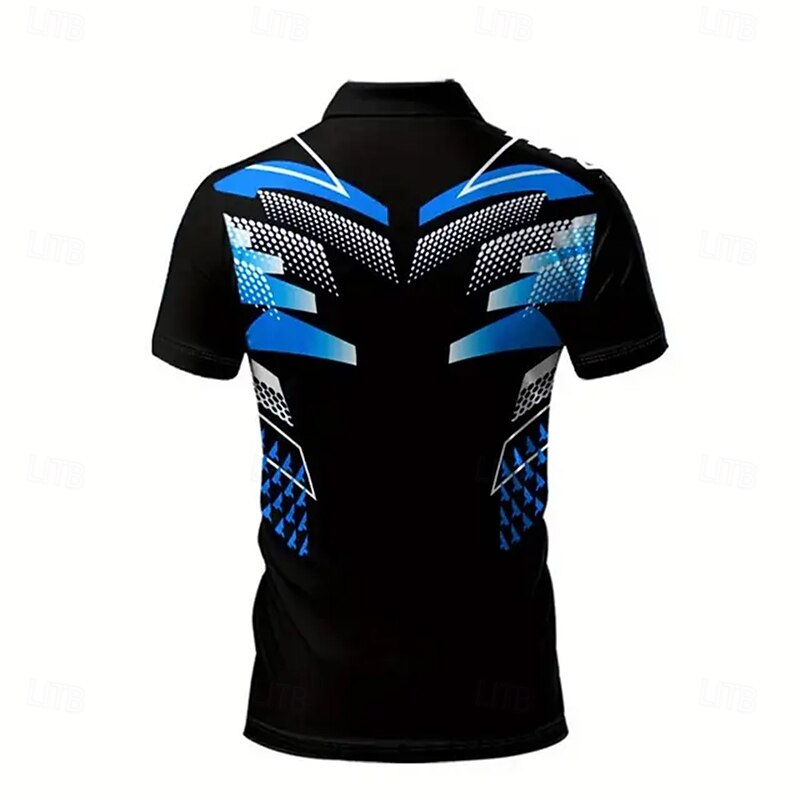 Men's Color Block Polo Short Sleeve Polo Shirts Collared Shirts Casual Outdoor Street Daily Wear 3D Print Summer Blue2
