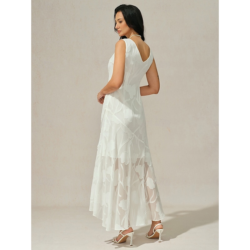 Women's Maxi Dress Ruffle Dress Elegant Wedding Wedding Guest Evening Party Regular Fit Floral Sleeveless U Neck White Summer Spring4