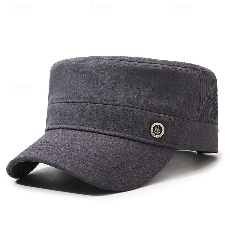 Men's Flat Cap Sun Hat Trucker Hat Black Navy Blue Polyester Fashion Casual Street Daily Plain Adjustable Sunscreen Breathable