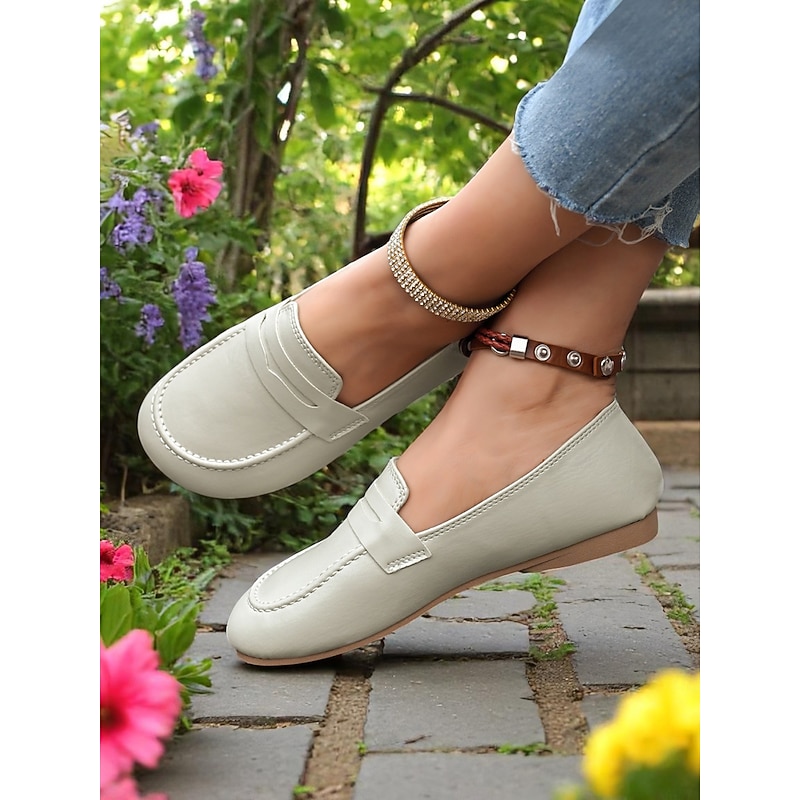 Women's Wide Width Brown Loafers – Classic Slip-On Flats for Comfort-Focused, Ideal for Commuting and Everyday Use4