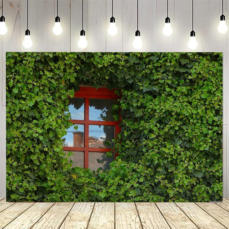 Wall Window Green Plant Hanging Tapestry Mural Art Large Tapestry Mural Decoration Photo Background Carpet Curtain Home Bedroom Living Room Decoration4