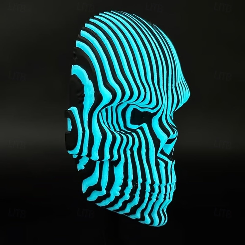 Halloween 3D Printed Luminous Quantum Skull Halloween Decor, Glow in The Dark Quantum Skeleton Head, Spooky Light Up Gift for Horror Fans, Gothic Table Decoration2