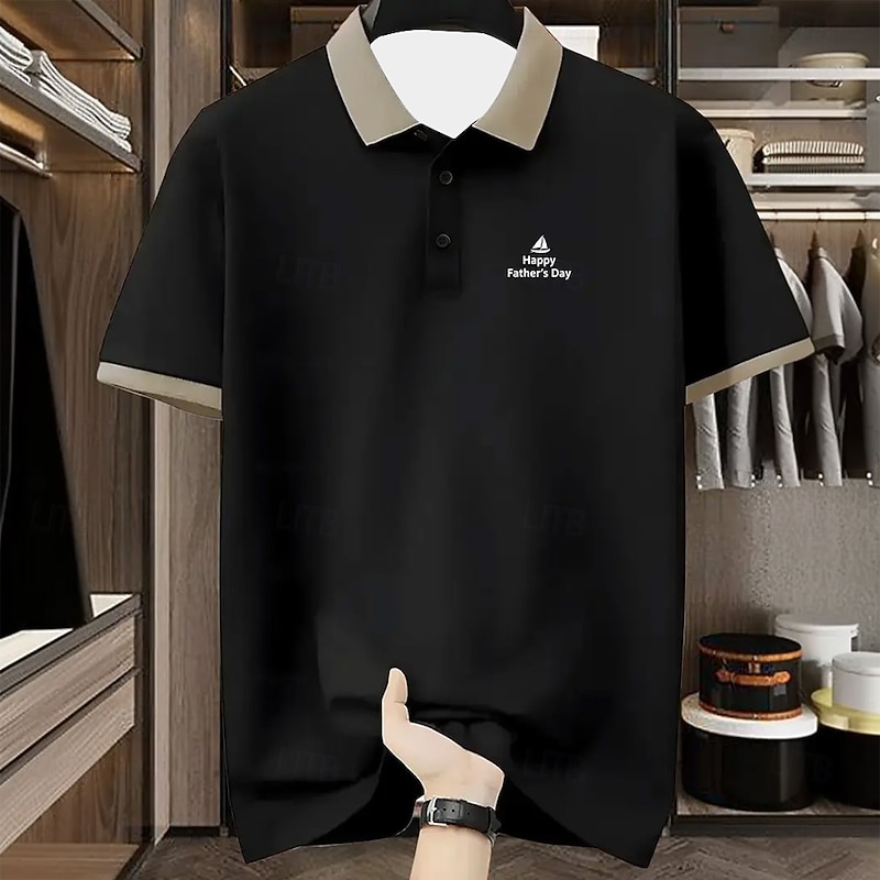 Men's Golf Polo Short Sleeve Short Sleeves Collar Lapel Casual Daily Athleisure Festival Buttons Summer Black Red Navy Blue2
