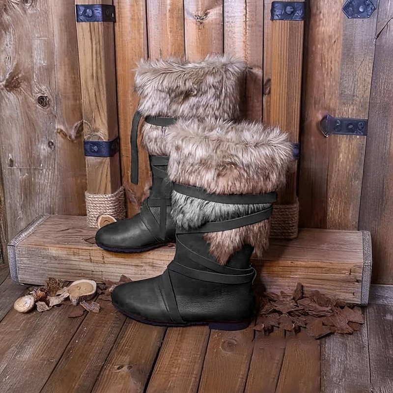 Medieval Renaissance Shoes Knee High Boots Flat Jazz Boots Pirate Viking Crusader Fancy Dress Men's Celtic Pirate Halloween Masquerade Performance Party & Evening LARP Adults' Shoes