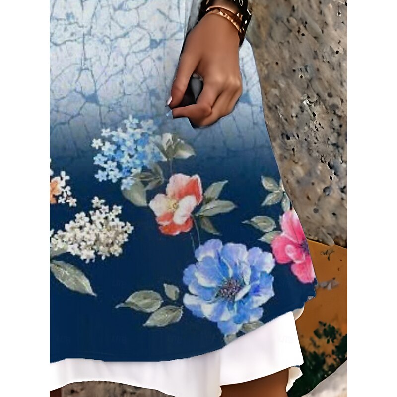 Women's Midi Dress Tank Dress Fashion Classic Outdoor Daily Weekend Regular Fit Graphic Color Gradient Sleeveless Crew Neck White Spring Fall4