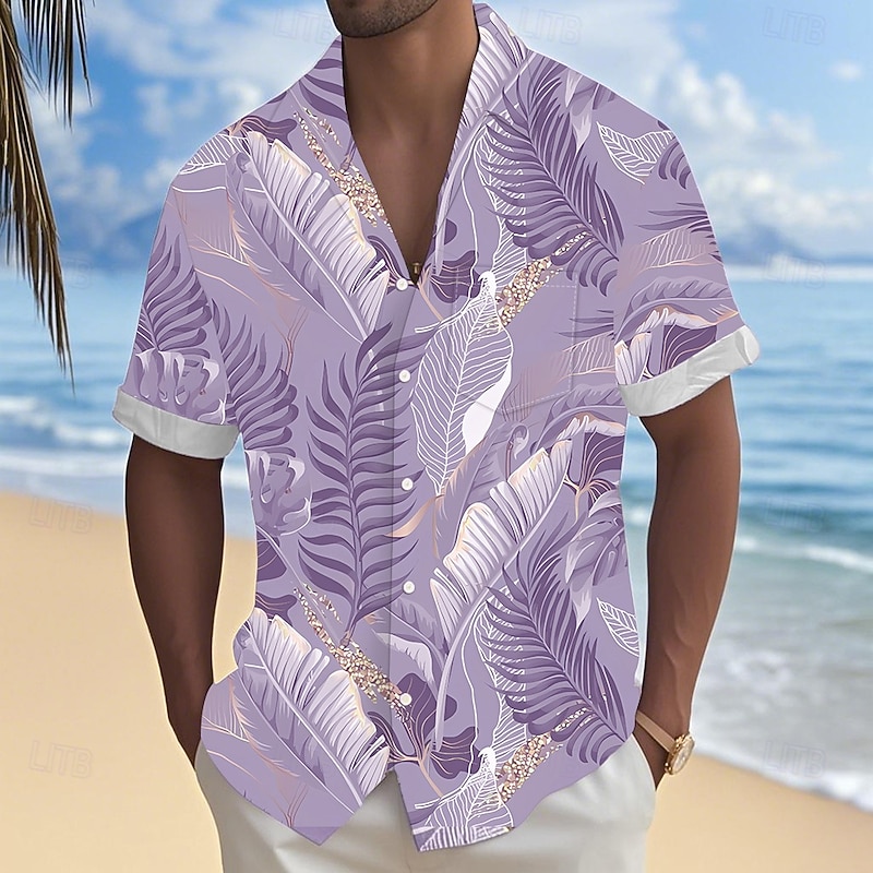 Men's Coconut Palm Tropical Plants Shirt Summer Hawaiian Shirt Button Up Shirt Short Sleeve Hawaiian Vacation Holiday Beach Wear Summer Spring Turndown 3D Print Collared Shirts Front One Pocket Blue2