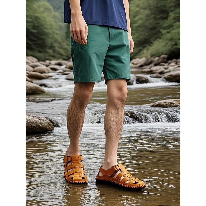 Men's Leather Fisherman Sandals – Breathable Handmade Casual Outdoor Beach Shoes3