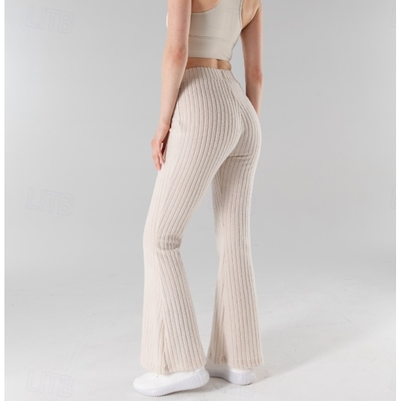 Women's EU / US Size Chinos Baggy Pants Cozy Leggings Lightweight Full Length High Rise Stripe Quick Dry Lightweight Soft Micro-elastic Daily Wear rice white Black 4# Spring, Fall, Winter, Summer