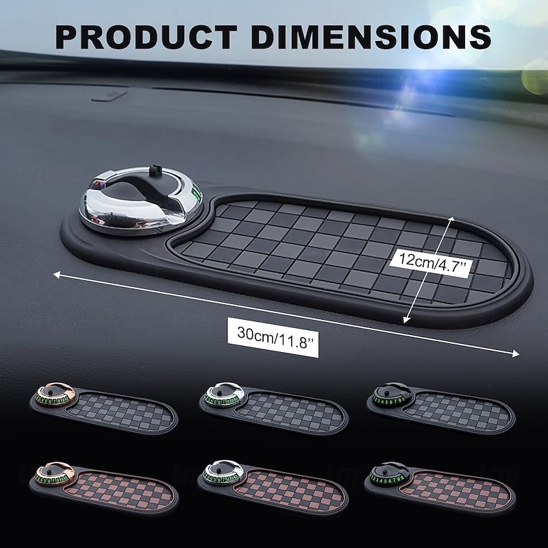 Multifunction Car Anti-Slip Mat, New Multifunctional Car Dashboard Mobile Phone Holder, Auto Universal Rotatable Anti Skid Car Dashboard Pad with Temporary Parking Number2