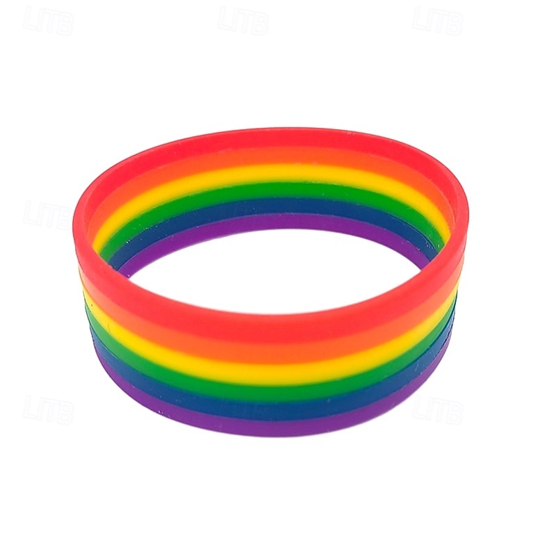 Pride Month Rainbow Bracelet with Layered and Widened Wristband4