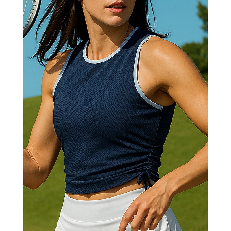 Women's Patchwork Sport Shirt Tennis Shirt Tennis Top Seamless Breathable Tennis Golf Pickleball White Dark Navy Orange Tennis Clothing4