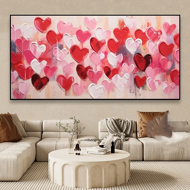 Mintura Handmade Texture Abstract Heart Chart Press Oil Paintings On Canvas Wall Art Decoration Modern Picture For Home Decor Rolled Frameless Unstretched Painting4
