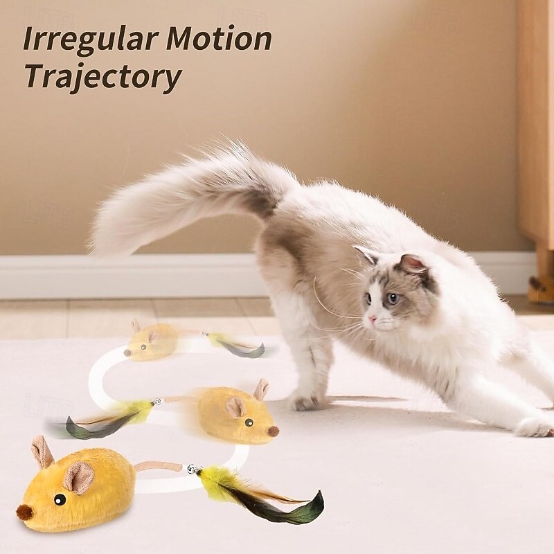Feather Toy Interactive Toy Mice & Animal Toy with LED Removable USB Charger Releasing Pressure Pet Training for Dog Cat Indoor Outdoor Pet Play4