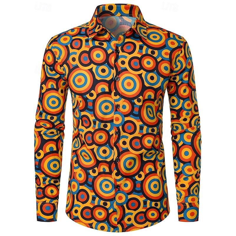Retro Vintage 1970s Shirt Disco Geometic Psychedelic Fancy Dress Men's Halloween Carnival Music Festival Pride Parade Pride Month Adults' Shirt3